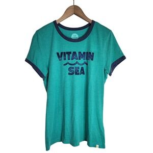 Life is Good Shirt Women's Medium Classic Fit Short Sleeve Vitamin Sea NWT Green